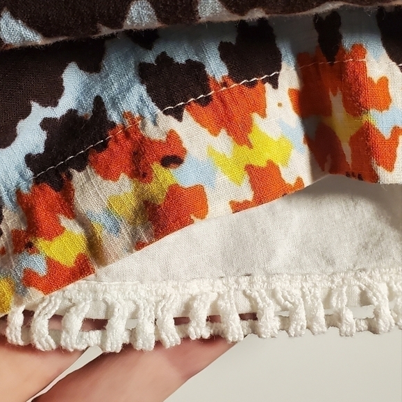 Porridge boho abstr Skirt Pockets Elastic Waist Size 2 100%Cotton Anthropologie - Picture 4 of 6